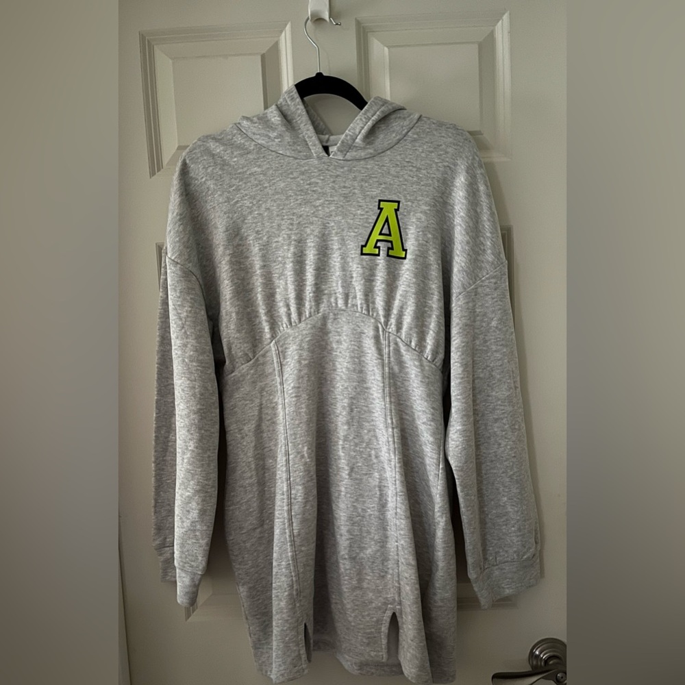 H&M Divided Gray Monogram “A” Hooded Sweatshirt Dress Robe Cover Up Cozy M